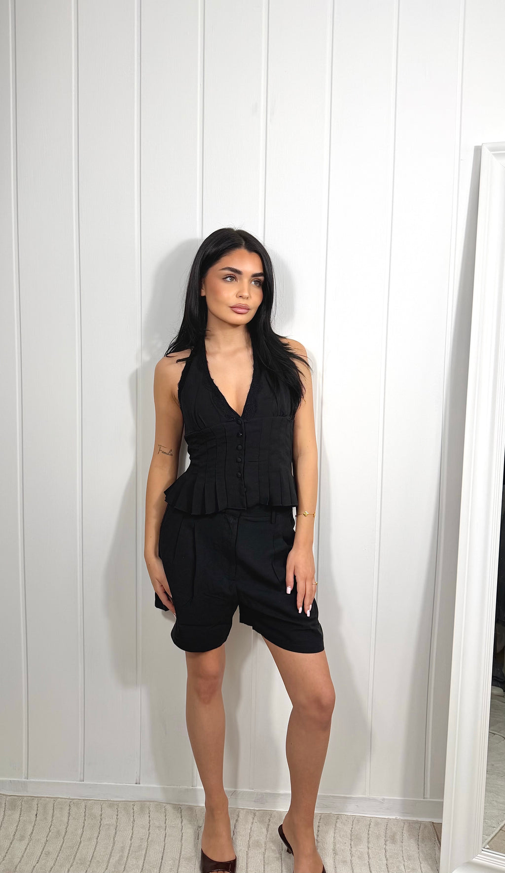 Breite Caprihose Schwarz