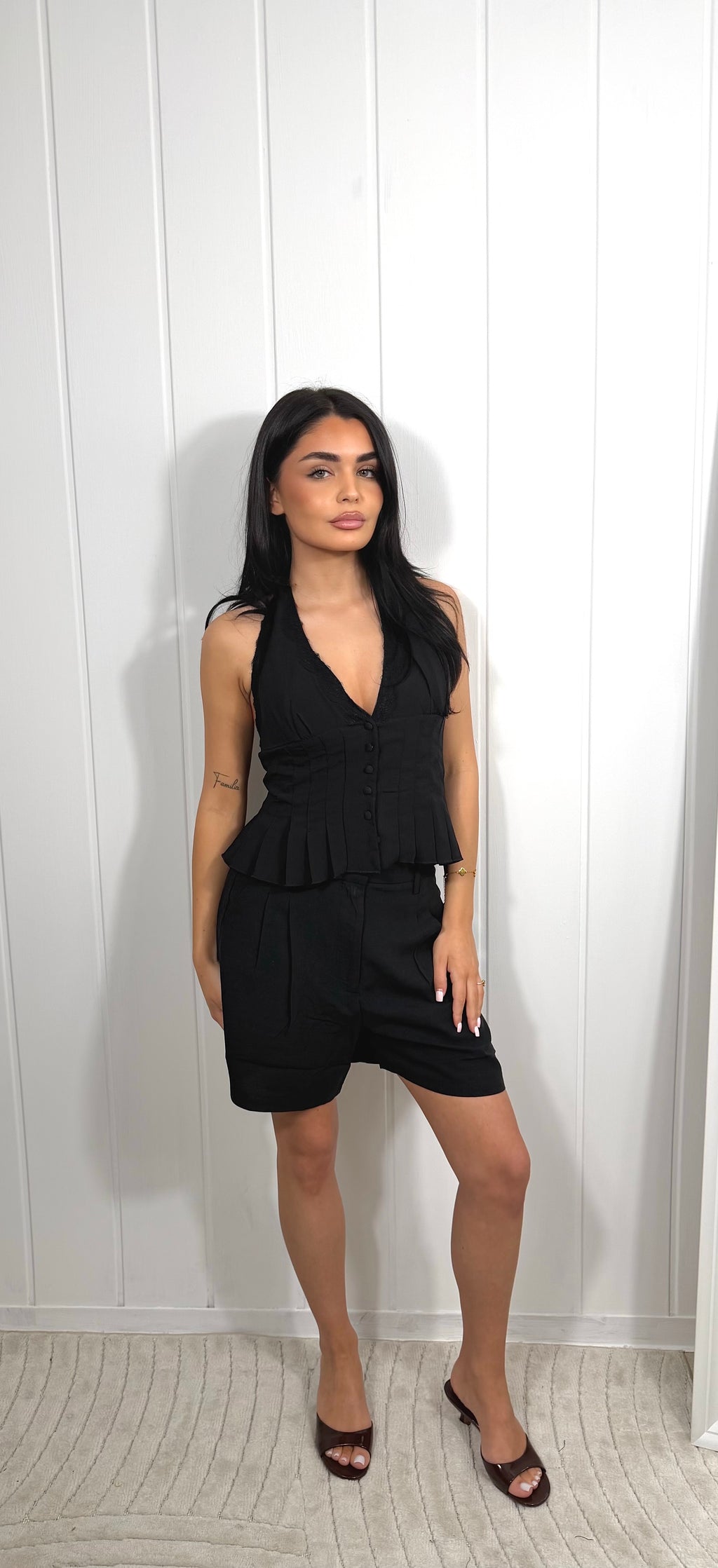 Breite Caprihose Schwarz