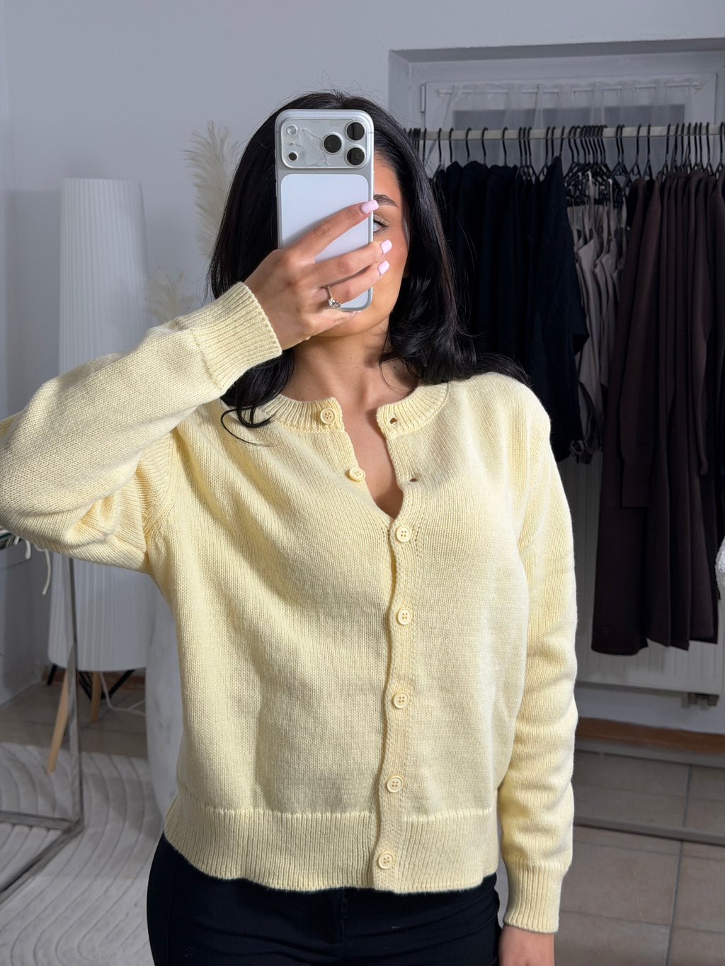 Weiches Strickoberteil mit langen Ärmeln Gelb